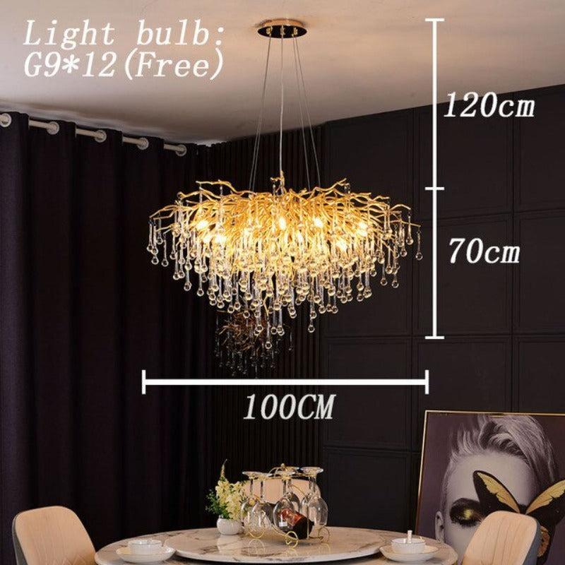 Modern Golden Branches Crystal LED Chandelier