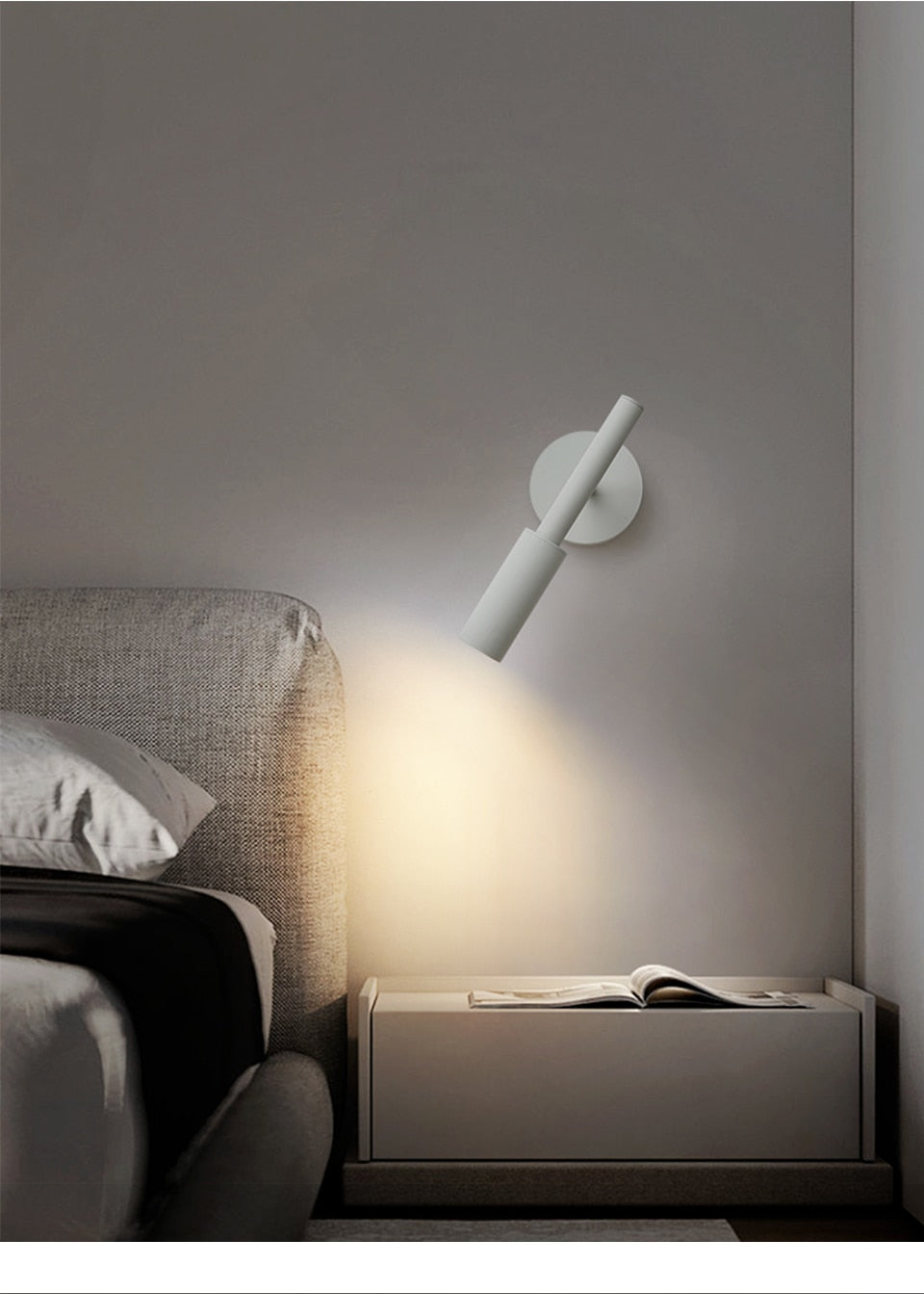 IIS Black/White Wall Mounted Reading Light Adjustable Wall Sconces