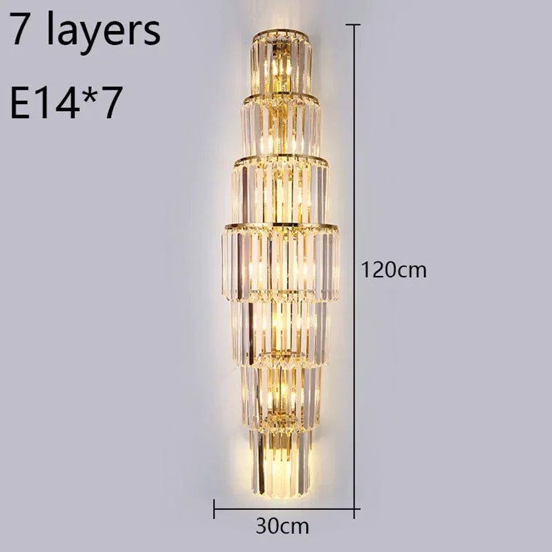 Opulent Pillar Crystal Wall Lamp