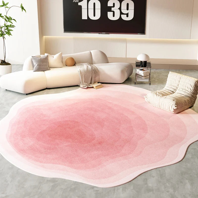 Sara Luxe Irregular Pink Fluffy Rug – Soft & Stylish for Bedroom & Living Room