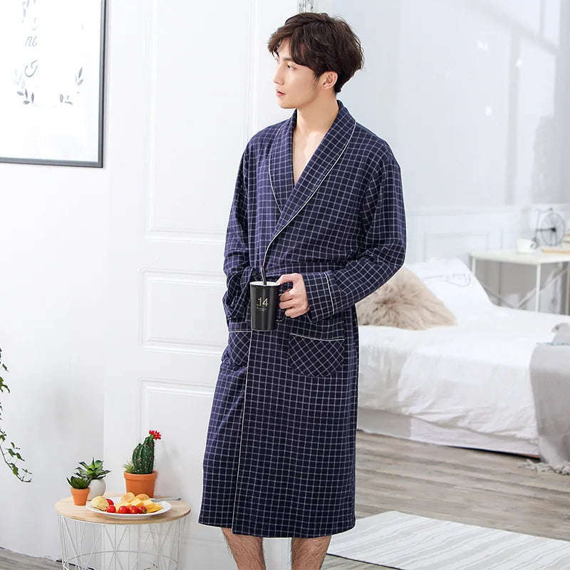 PlaidRobe – Cotton Plaid Bathrobe for Men