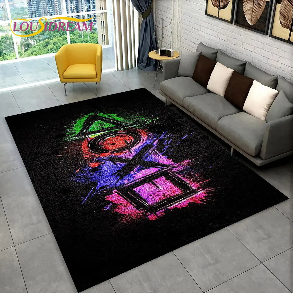 Tapis de jeu Alex 3D Gamer - Grand tapis antidérapant pour enfants et salon