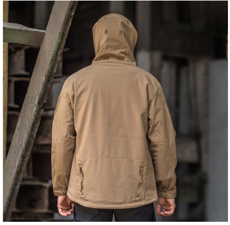 Giacca Soft Shell - Bomber tattico antivento impermeabile con cappuccio da uomo