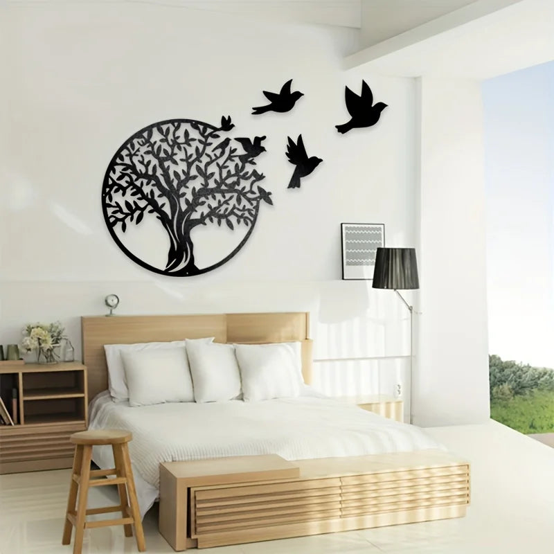 Decoración de Pared de Árbol de Metal Redondo