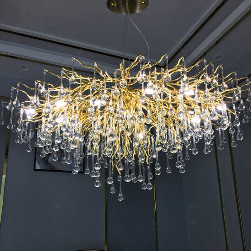 Modern Golden Branches Crystal LED Chandelier