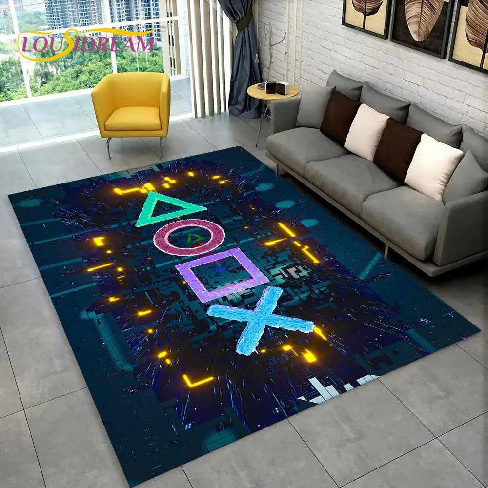 Tapis de jeu Alex 3D Gamer - Grand tapis antidérapant pour enfants et salon