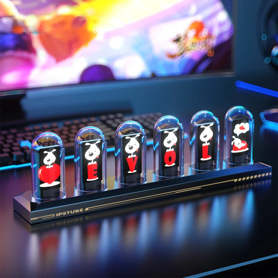 Aurora RGB Nixie Clock – LED Glow IPS Display for Gaming & Home Decor