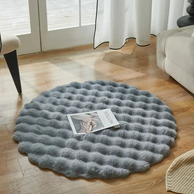 Sara Luxury Faux Fur Round Rug – Ultra Soft, Fluffy & Non-Slip