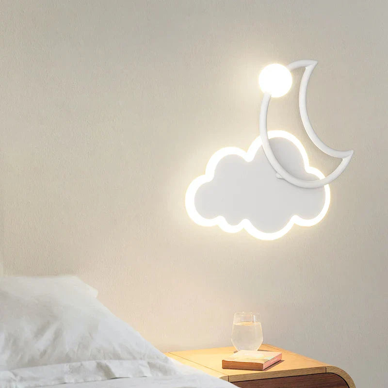 Lámpara de pared LED de nube y luna minimalista