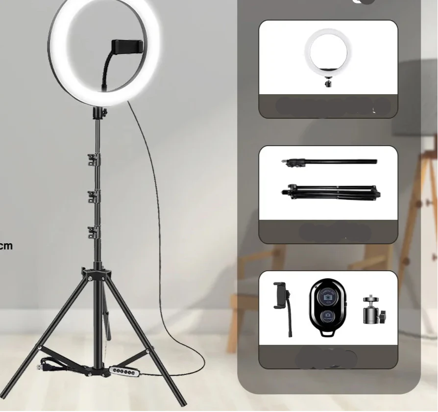 Ava 10" LED Selfie Ring Light cu trepied – Perfect pentru video, fotografie și streaming