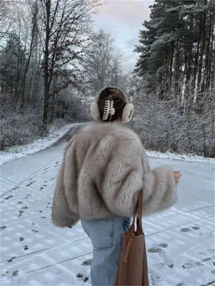 Chloe Jacket - Fluffy imiteret pels langærmet frakke til vinter