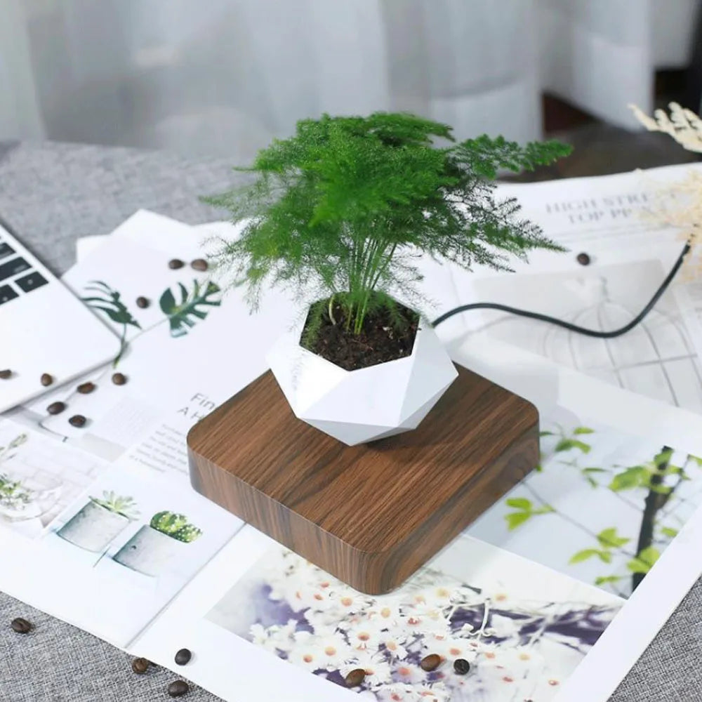 Levitating Magnetic Bonsai Pot - Floating Rotation Planter for Home Décor