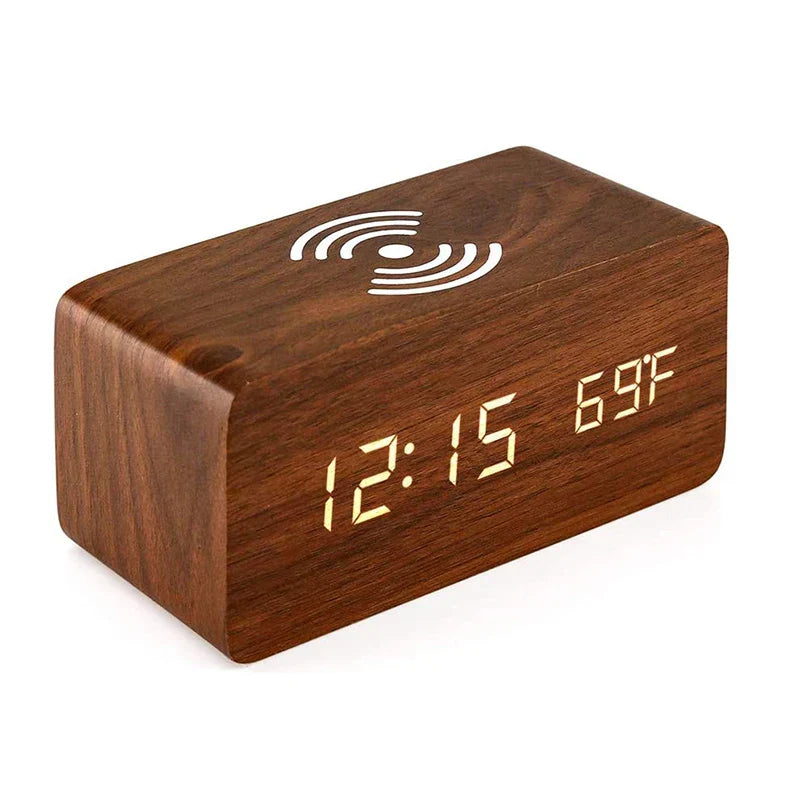 EcoTime – LED houten wekker met temperatuurdisplay