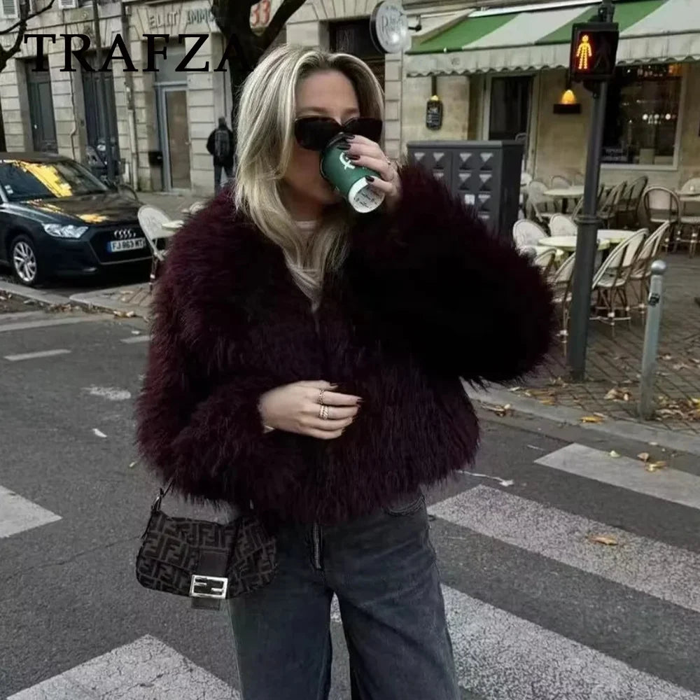 Evelyn Jacket - Casual Faux Fur Oversized jakke til efterår/vinter