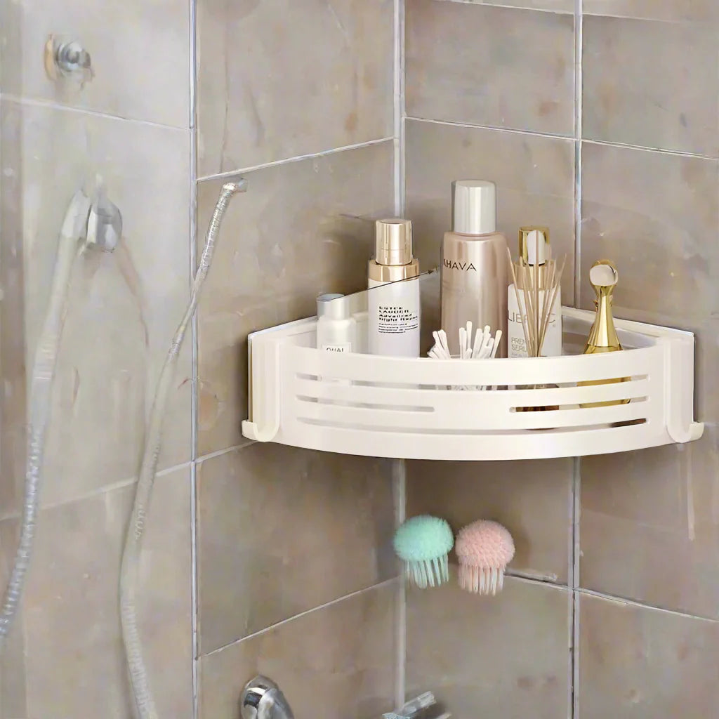 Corner Shower Organizer | No-Drill Aluminum Shelf