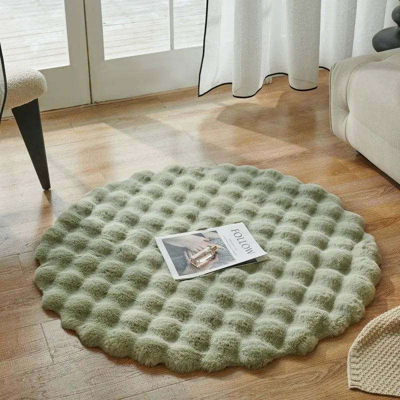 Tapis Rond en Fourrure Synthétique Sara Luxe – Ultra Doux, Fluffy & Antidérapant