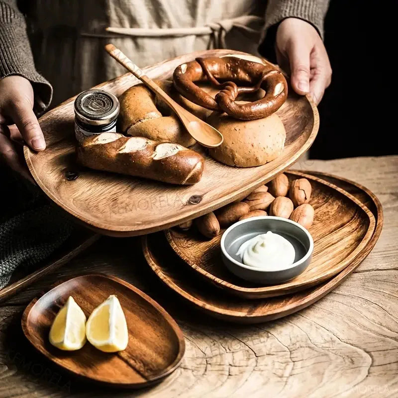 Assiettes à dîner rondes en bois Vrimlo