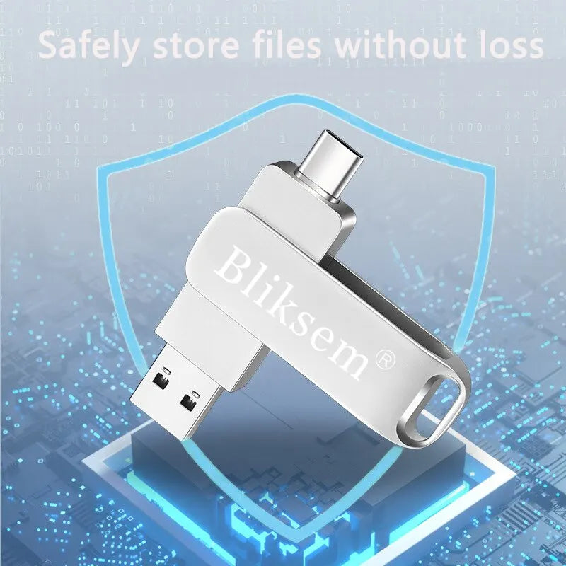 Bliksem Type-C Flash Disk 32GB/64GB | Vysokorychlostní USB 2.0 | 3-v-1 Metal Mini Pen Drive pro PC a mobil