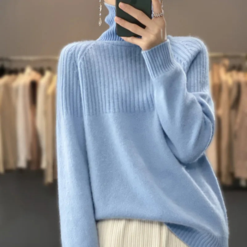 Elouise: Cashmere genser for kvinner, turtleneck