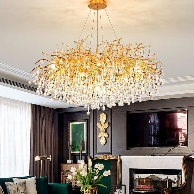 Candelabru LED cu cristale Modern Golden Branches