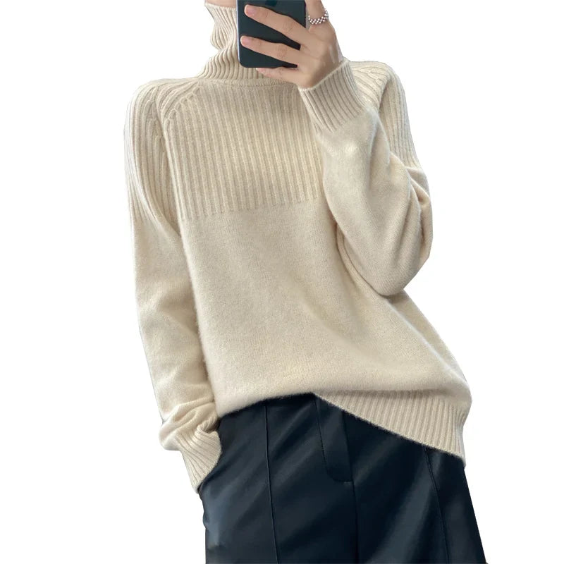 Elouise: Cashmere genser for kvinner, turtleneck