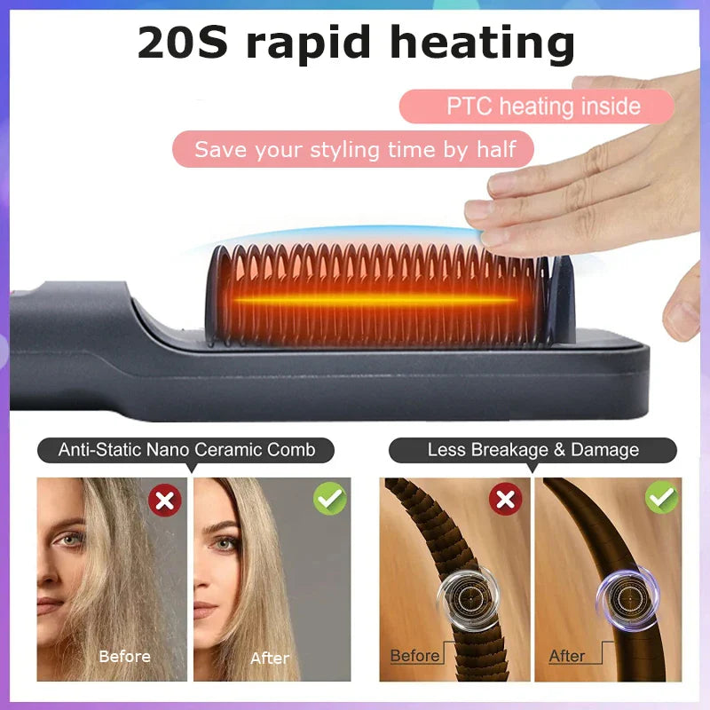 Elektrisk Hot Comb Multifunksjonell Straight Hair Straightener Comb