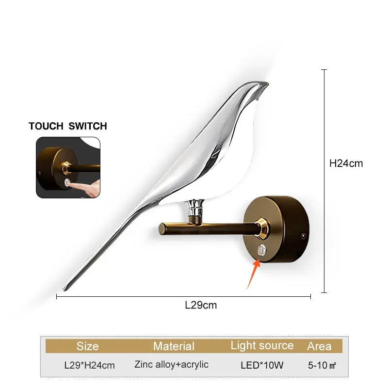 WingSpan - Fuglevegglampe 360° roterbar