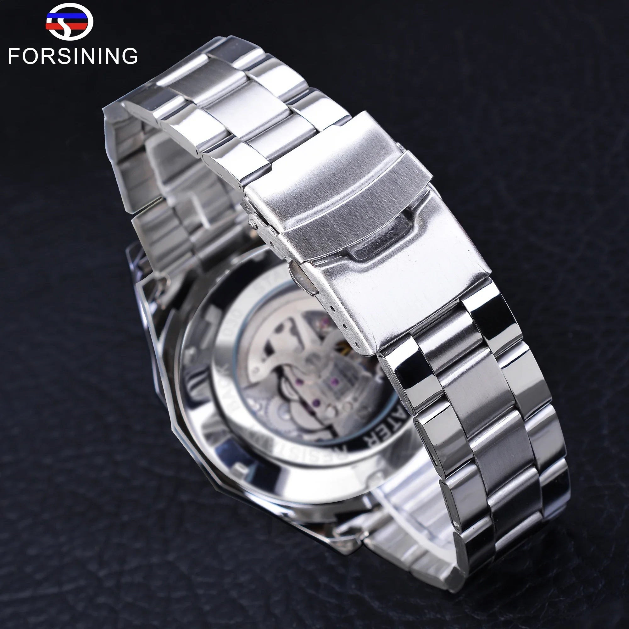 Stainless Steel Waterproof Men's Skeleton Watches -  Transparent Mechanical Sport Male Wrist Watches