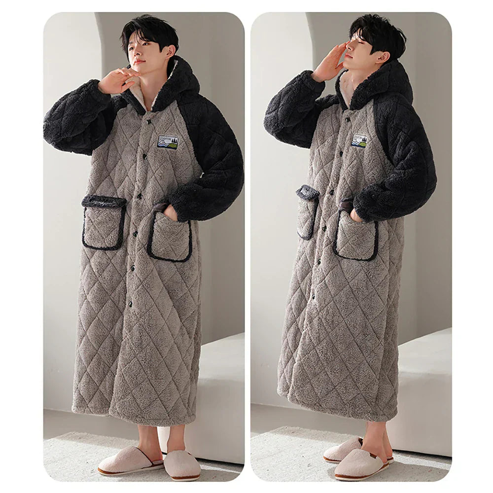 HoodedComfort – Robe de Banho de 3 Camadas para Homens