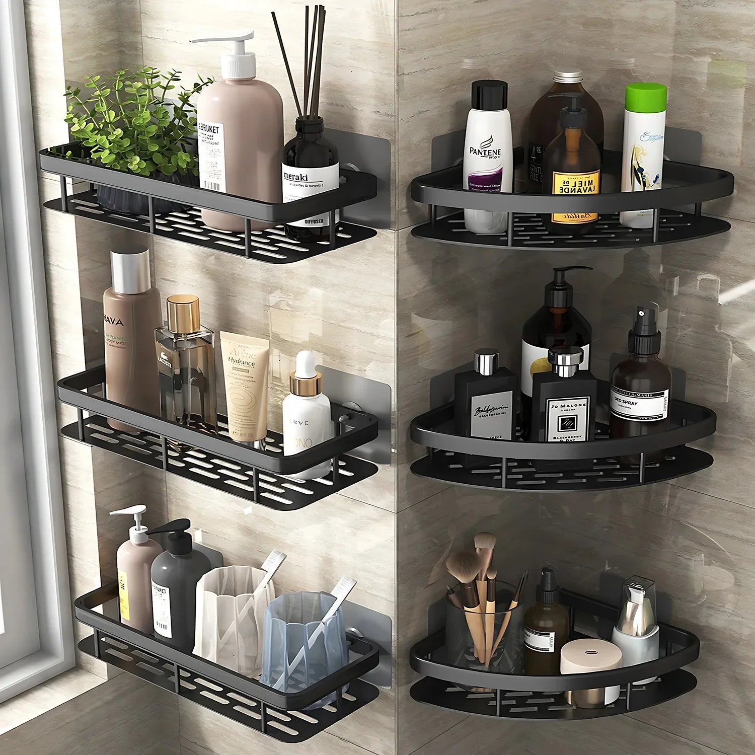 Winnie Wall-Mounted Shower Shelf – No-Drill Bathroom Organizer