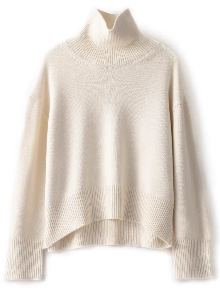 Nuovo maglione da donna in puro cashmere 100% autunno e inverno - Pullover dolcevita spesso