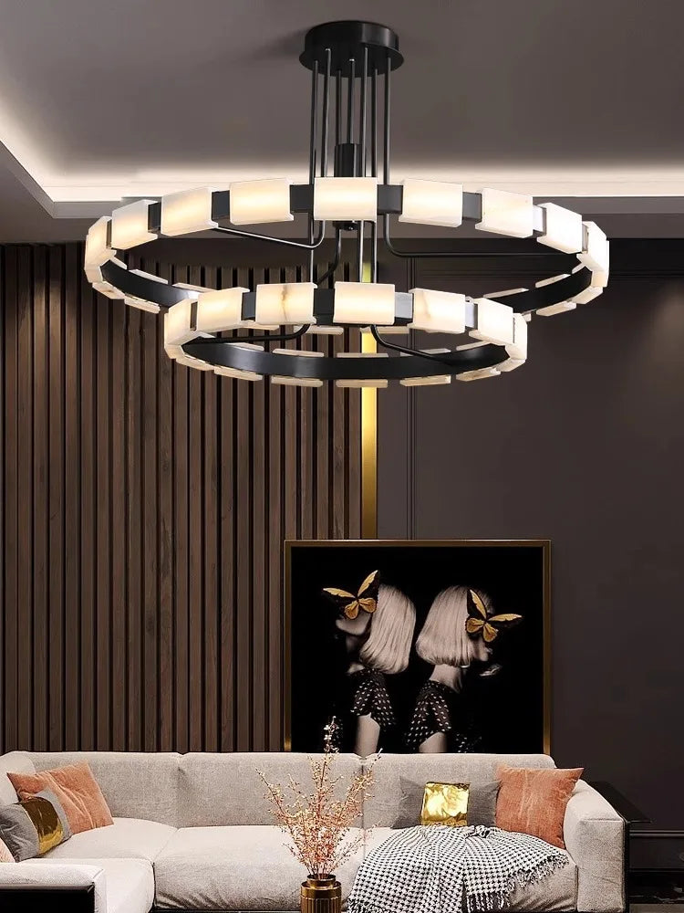 Volga Nutane Modern Large Natural Marble Chandelier