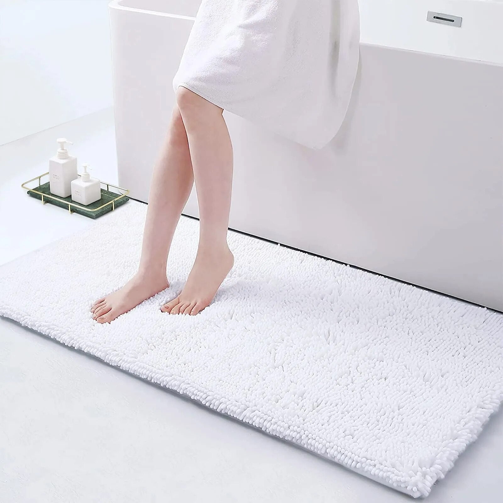 Alfombra de baño gruesa antideslizante: alfombra de baño suave y absorbente para mayor seguridad y comodidad.