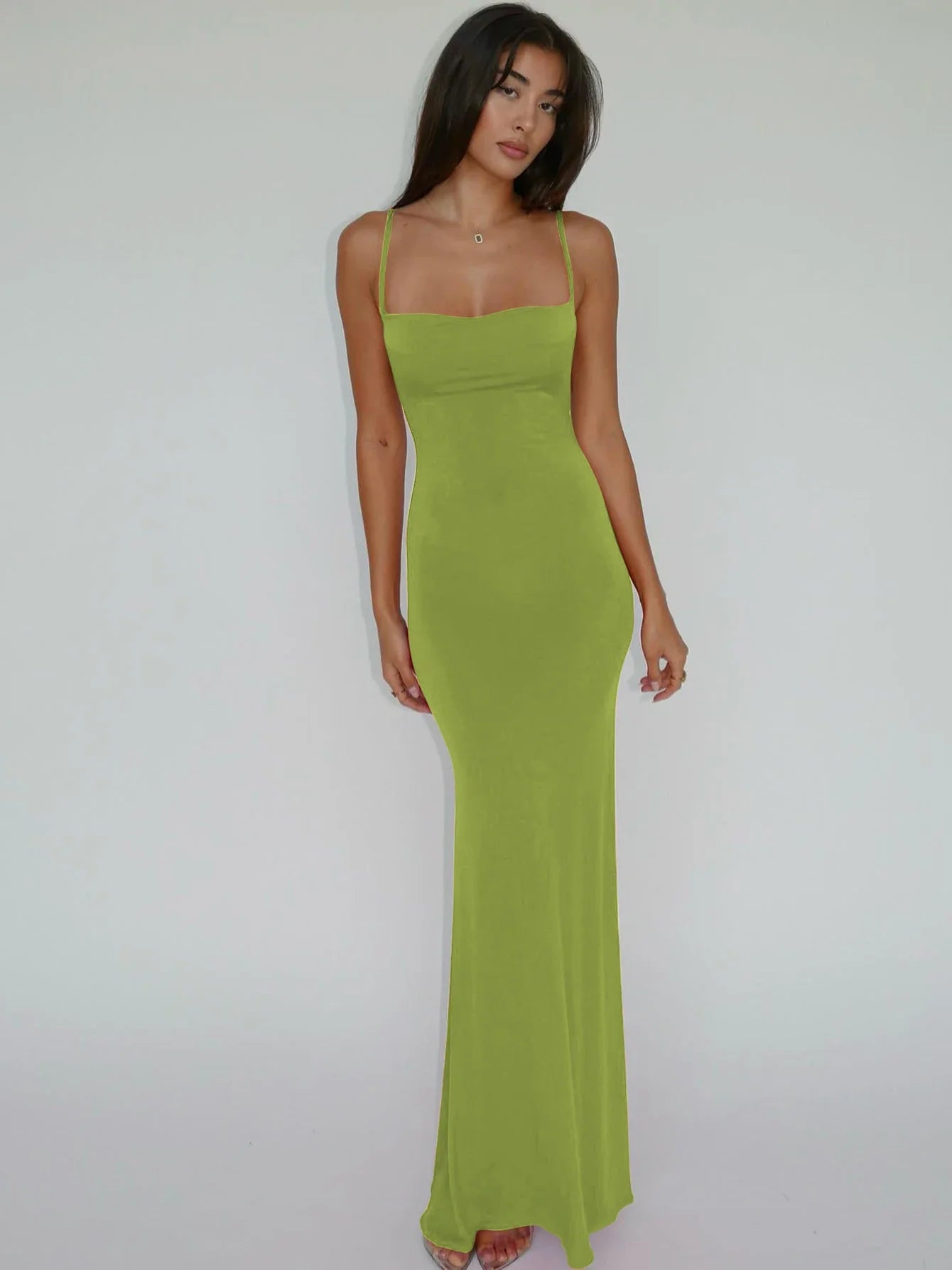 Sara 2024 Spring Sleeveless Backless Bodycon Maxi Dress for Women