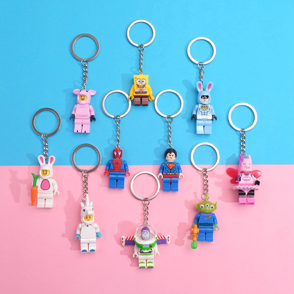 Super Hero Building Blocks Keychain