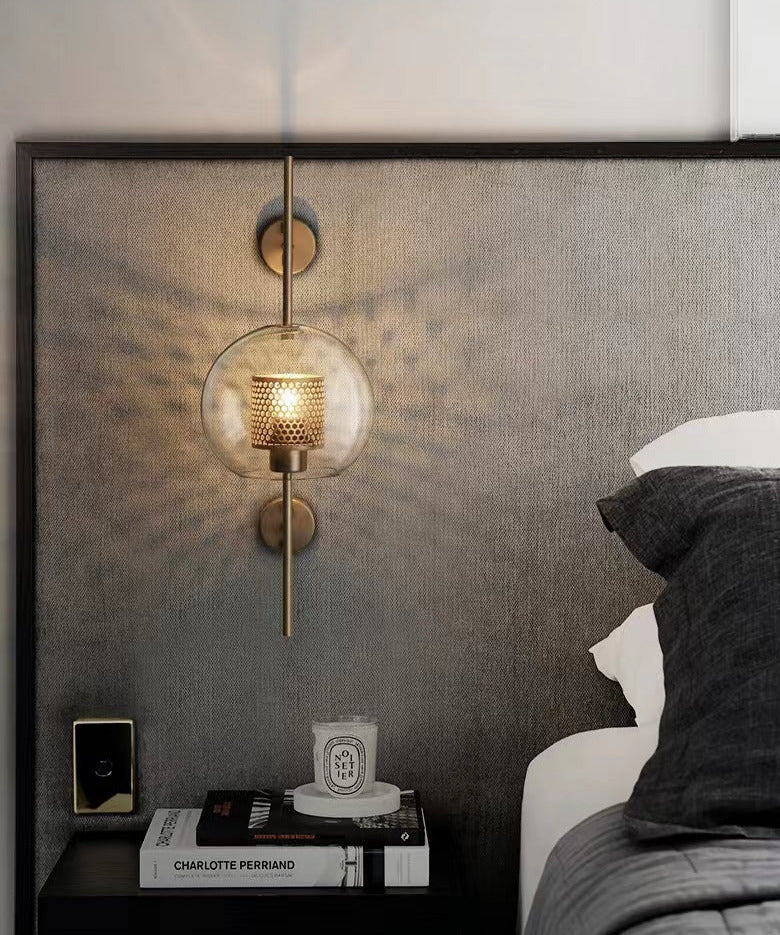 Modern Honeycomb Brass & Glass Wall Sconce