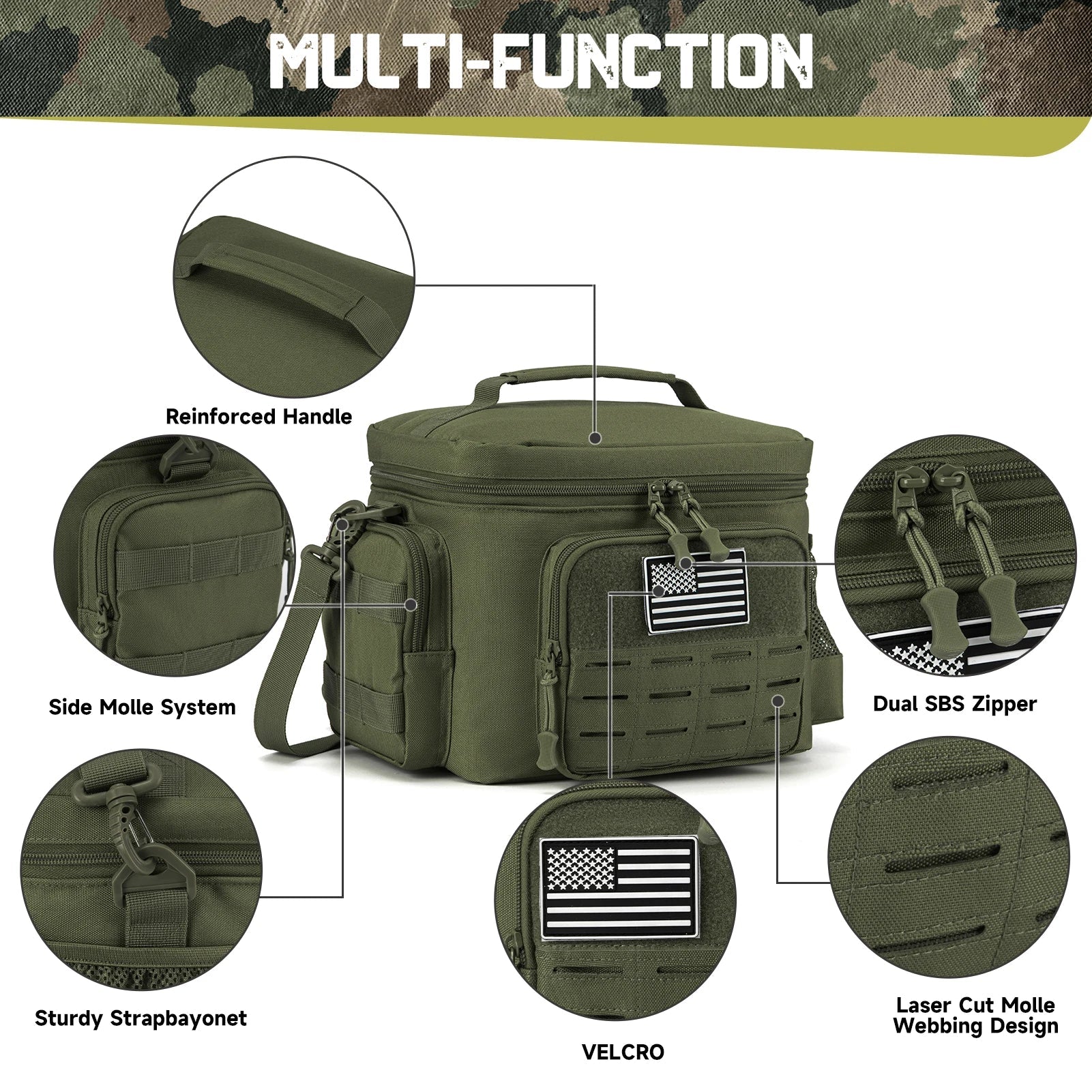 Tactische lunchbox voor heren - Heavy-duty lekvrije koeltas voor werk- en buitenavonturen