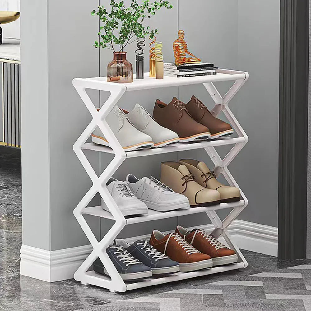 Shoe Organizer - Foldable Mid-Century Shoe Rack Cabinet for Living Room & Hallway