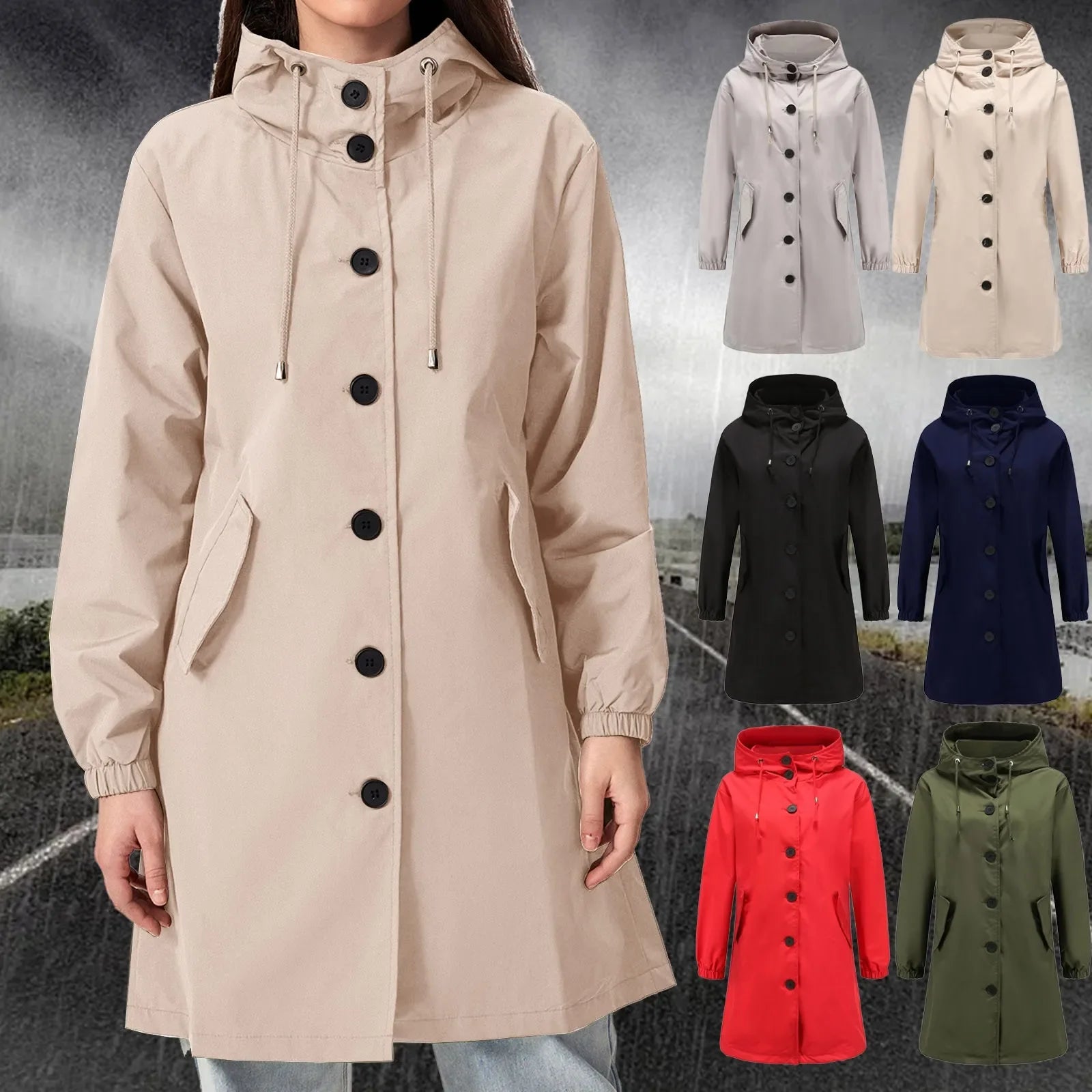 Alyssa: Womens Hooded Raincoat/jacket: wind and waterproof