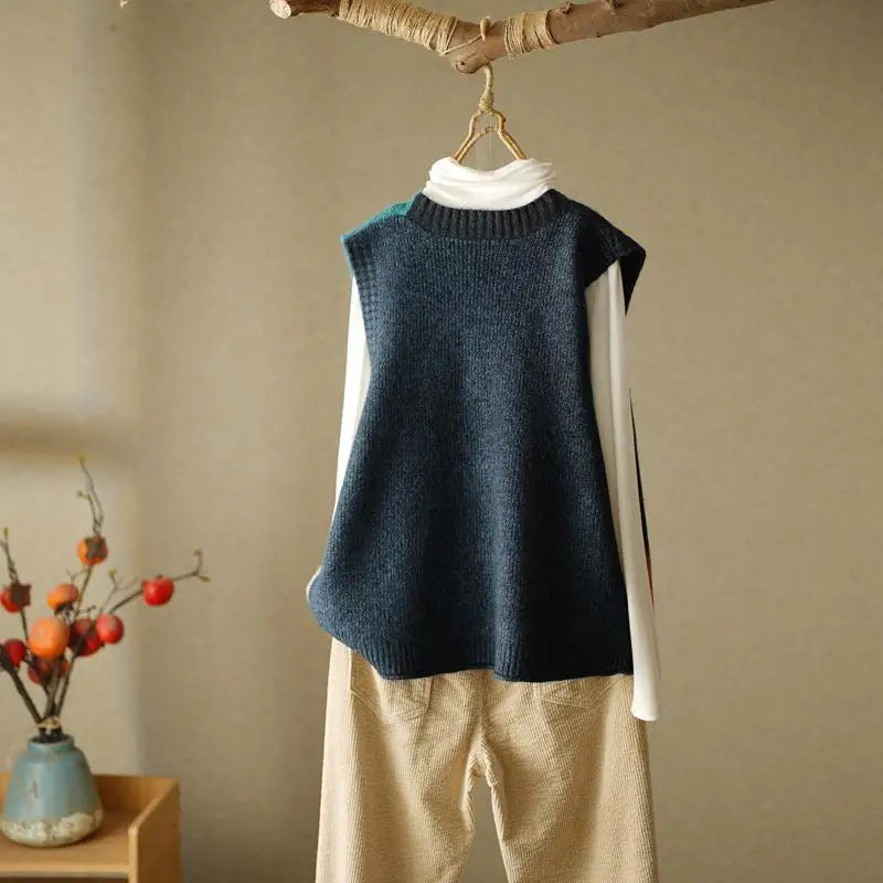 Winnie Retro Knitted Vest – Cozy & Chic Autumn/Winter Sweater Vest