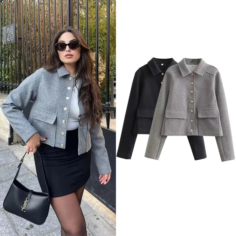 Trude: Cappotto bomber corto in lana e misto lana - Cappotto autunnale