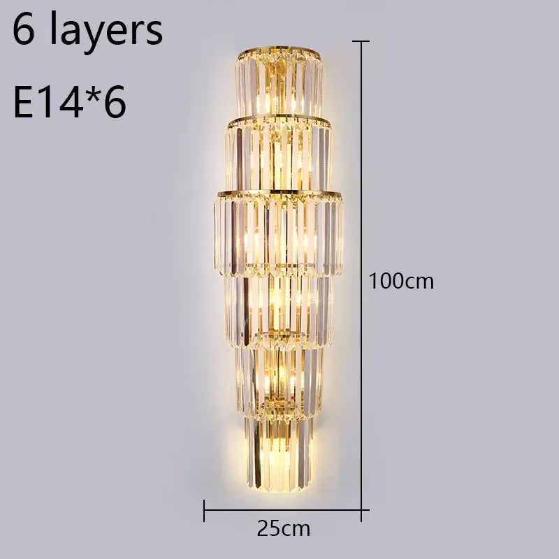 Opulent Pillar Crystal Wall Lamp