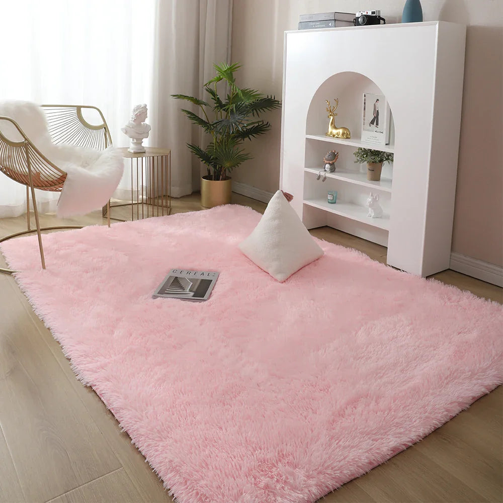 Winnie Luxe Furry Rug – Modern Soft Shag Carpet for Bedroom & Living Room