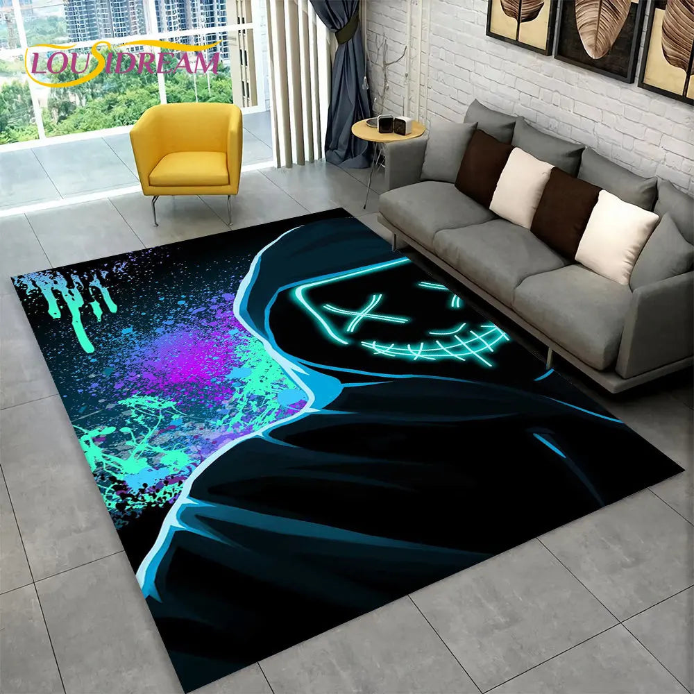 Tapis de jeu Alex 3D Gamer - Grand tapis antidérapant pour enfants et salon