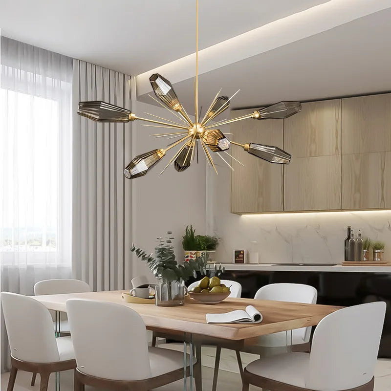 Nordic Satellite Chandelier LED Gray Glass Creative Hanging Light