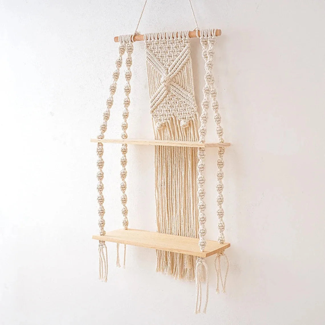 RopeCraft Double Wood Hanging Shelf