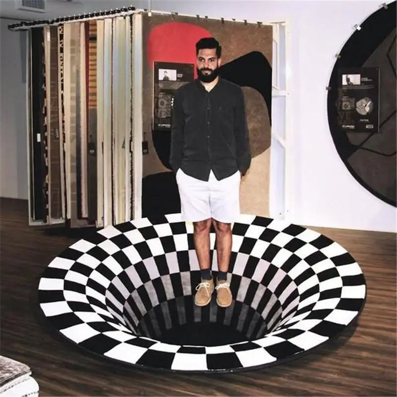 Sara 3D Vortex Anti-Slip Absorbent Floor Mat – Eye-Catching Illusion Rug