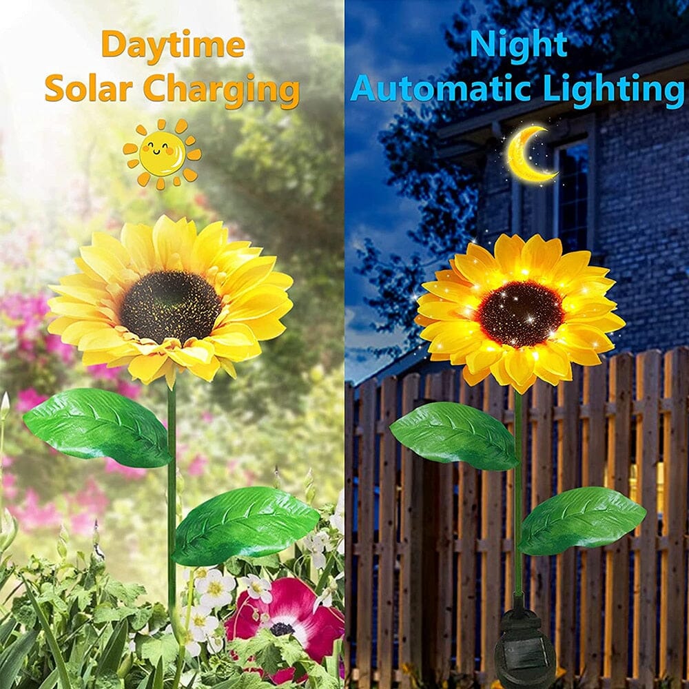 Lumières LED de jardin solaire en forme de tournesol