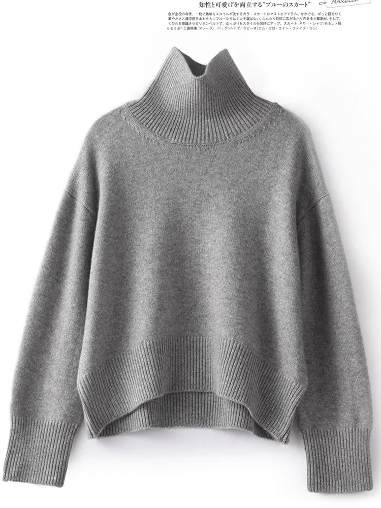 Nuovo maglione da donna in puro cashmere 100% autunno e inverno - Pullover dolcevita spesso