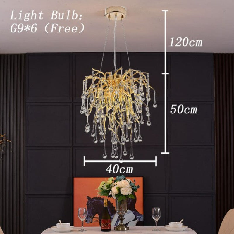 Modern Golden Branches Crystal LED Chandelier